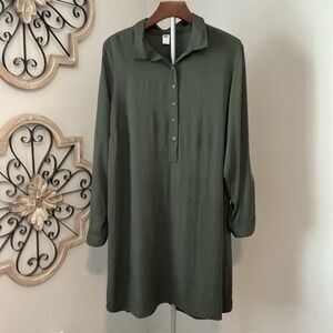 Old Navy Dress Sz XL Olive Green Shirt Dress Button Collared
